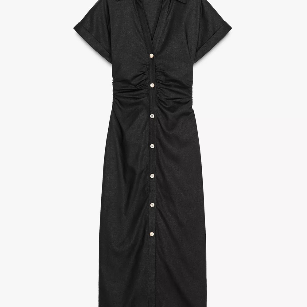 Zara Linen Blend Midi Dress
